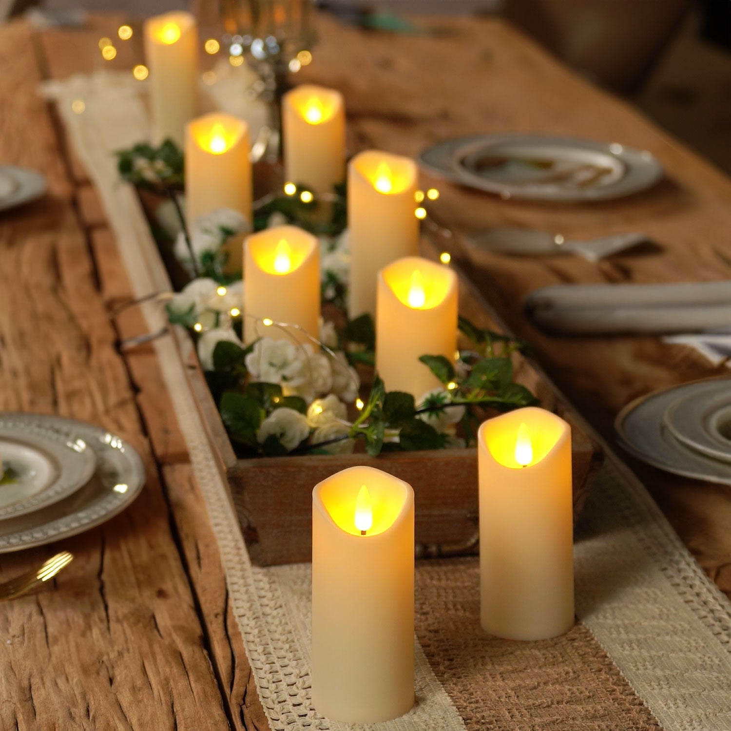 Akihiko LED Flameless Candles – Battery-Operated Elegance with Remote Timers, Set of 8