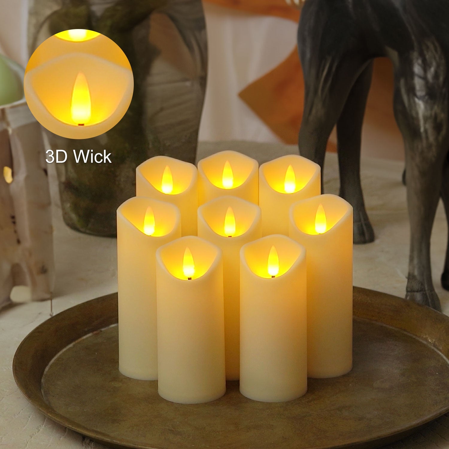 Akihiko LED Flameless Candles – Battery-Operated Elegance with Remote Timers, Set of 8