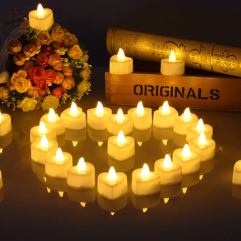 Flameless LED Heart-Shaped Candles