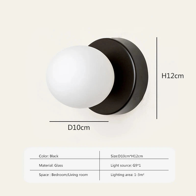 Kanako Nordic Orb Wall Sconce - Minimalist LED Glass Wall Lamp