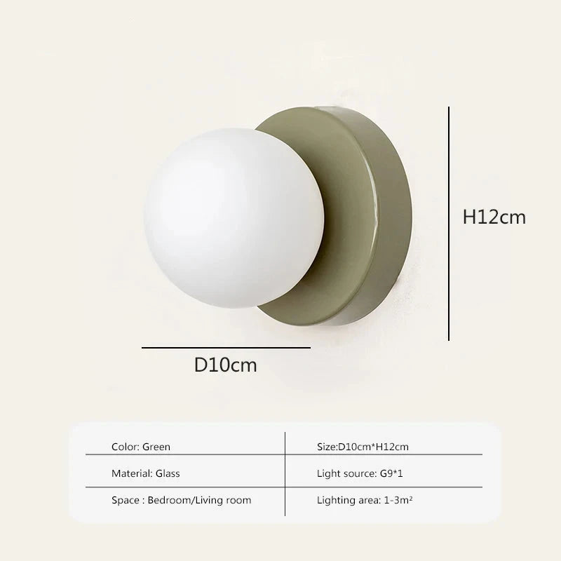 Kanako Nordic Orb Wall Sconce - Minimalist LED Glass Wall Lamp