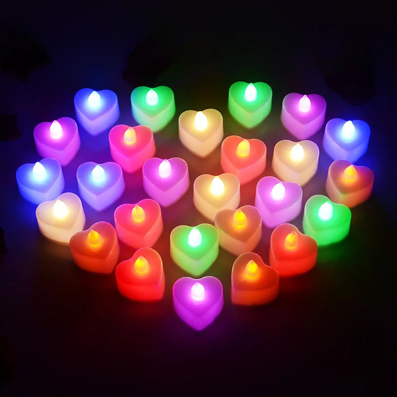 Flameless LED Heart-Shaped Candles