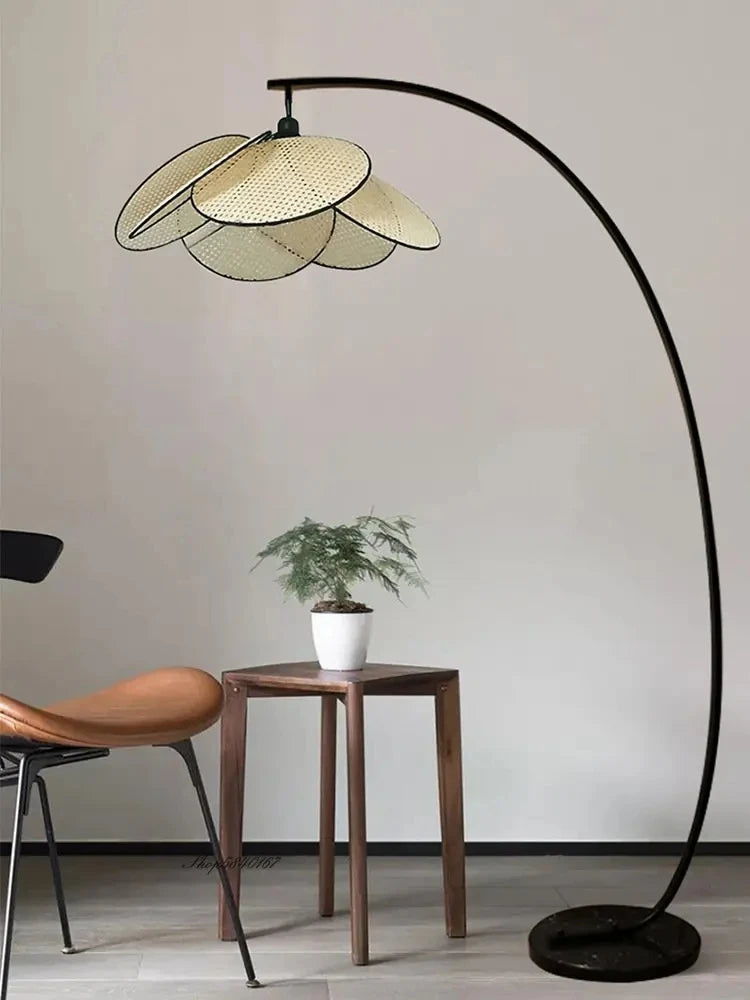 Nordic Rattan Fishing Floor Lamp