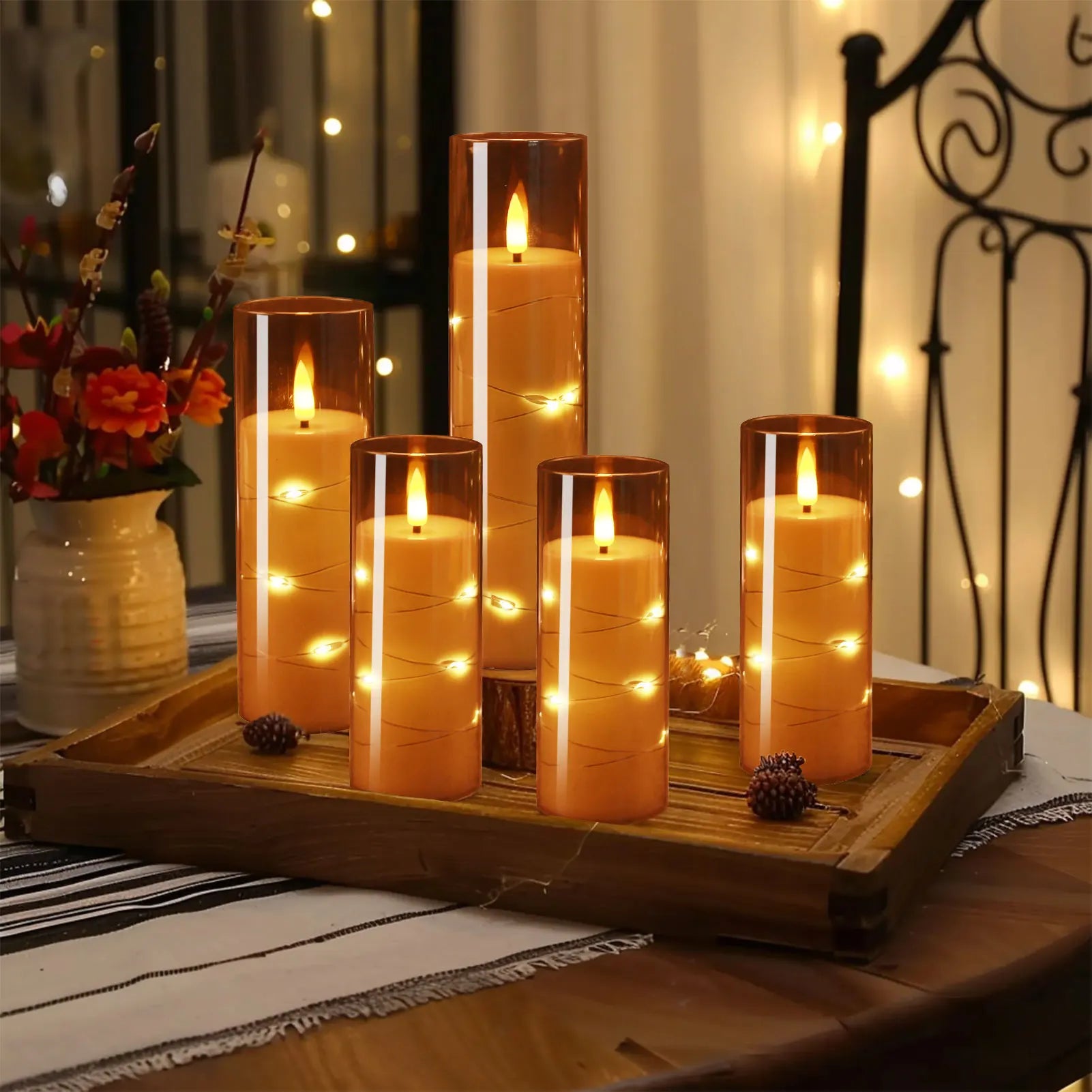 Flameless LED Pillar Candles Set