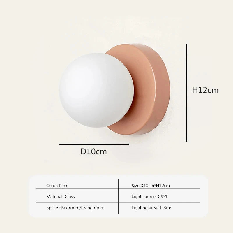 Kanako Nordic Orb Wall Sconce - Minimalist LED Glass Wall Lamp