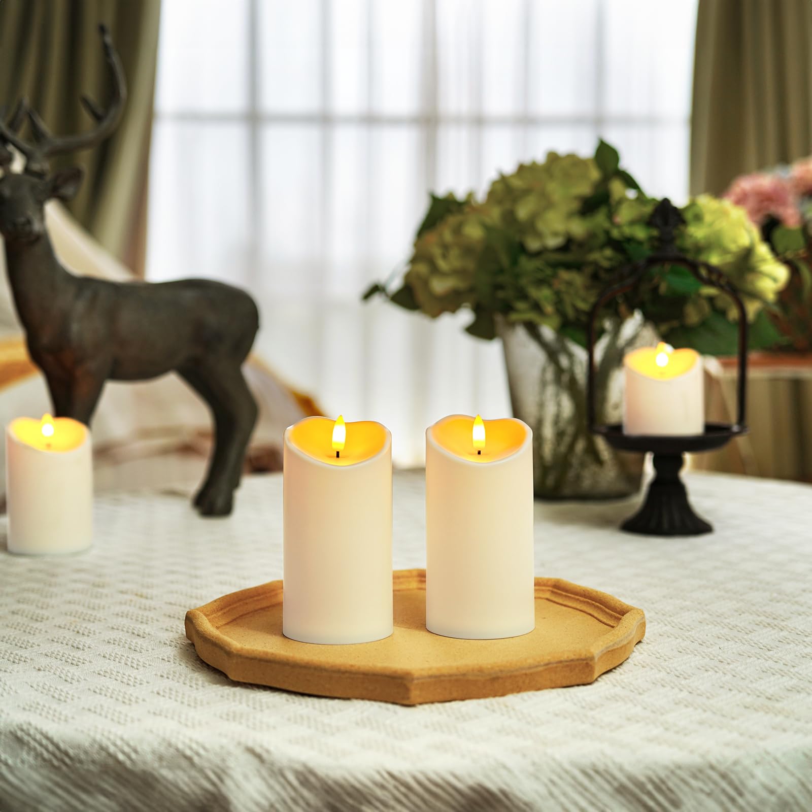 Kaito Set of 4 Battery-Operated 6"x3" Flameless Ivory White LED Candles with Remote and Timers