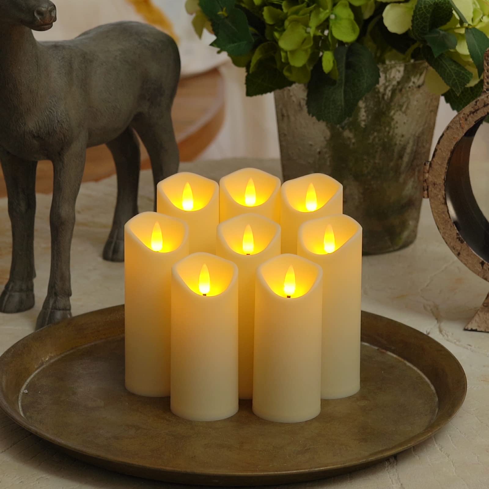 Emi Flameless LED Candles with Remote Control – 9-Piece Ivory Set, Battery-Powered