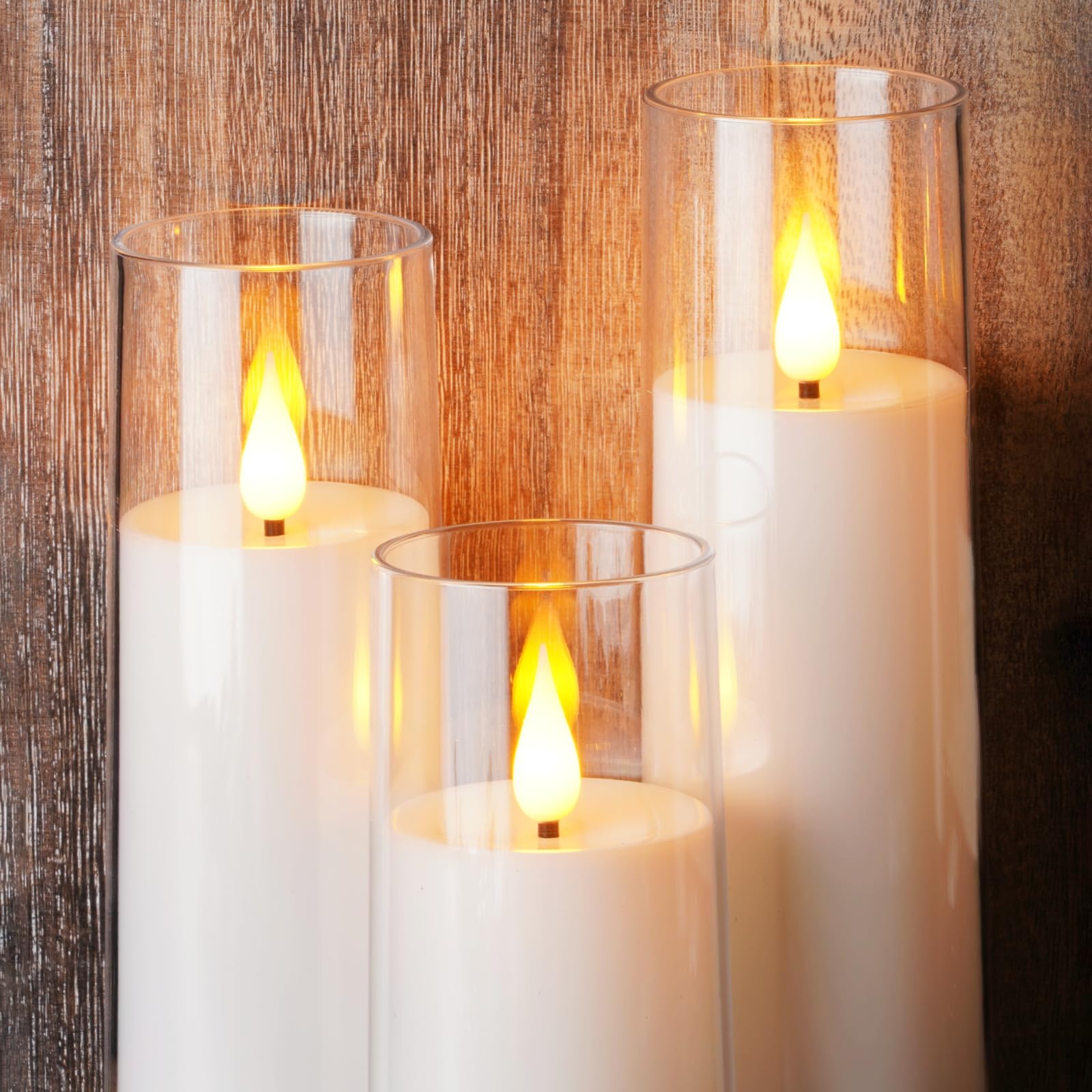 Akemi White Flameless Candles - Battery Operated, LED Pillar Set of 5 with Remote Control and Timer