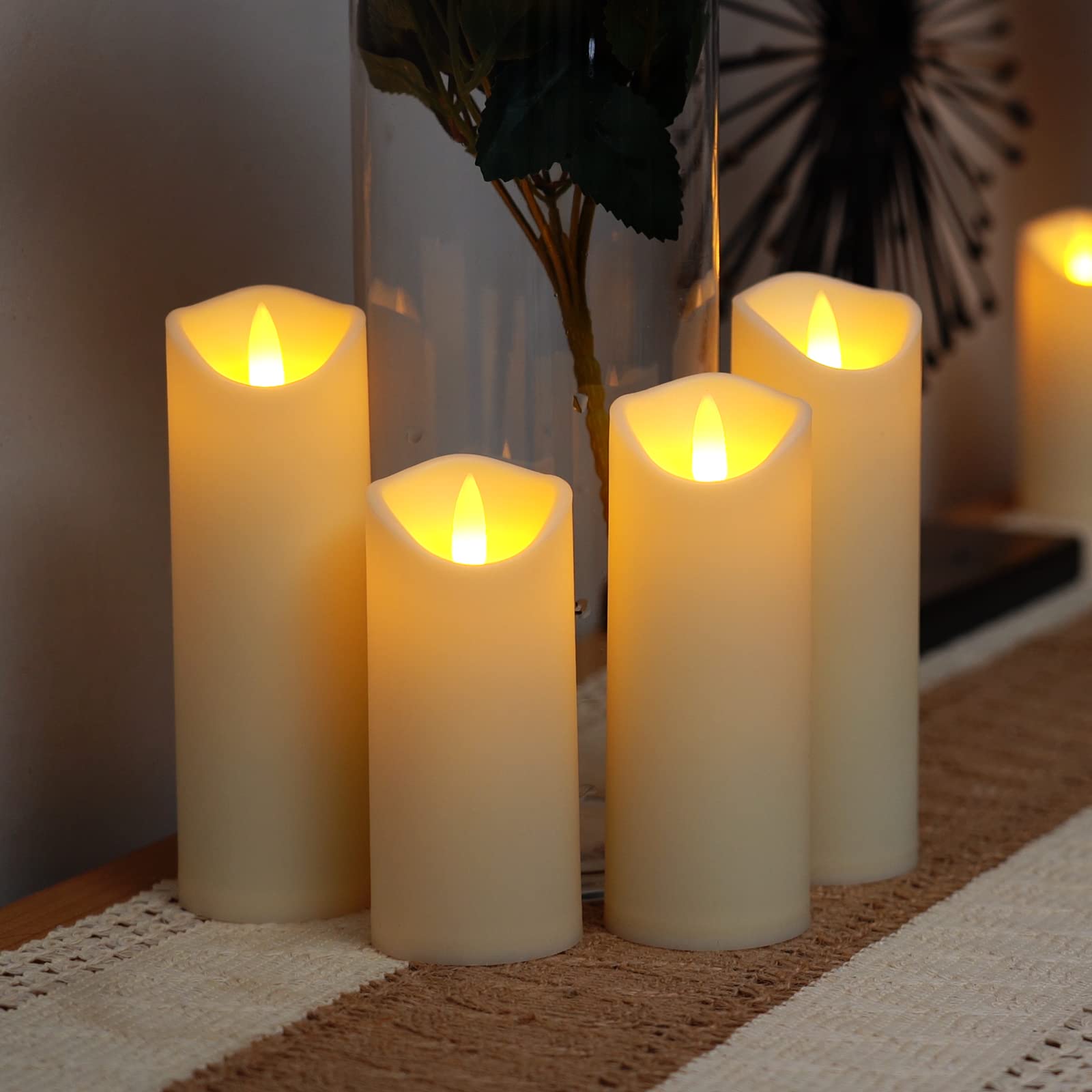 Emi Flameless LED Candles with Remote Control – 9-Piece Ivory Set, Battery-Powered